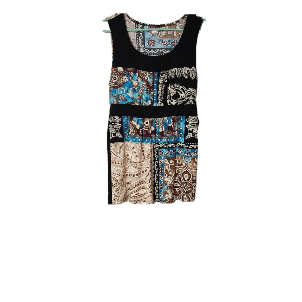 3/$25 Agenda Paisley Sleeveless Blouse size XL tie back lightweight